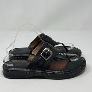 Born Sandals Womens 9 Black Leather Flip Flop Thong Casual Comfort Boho